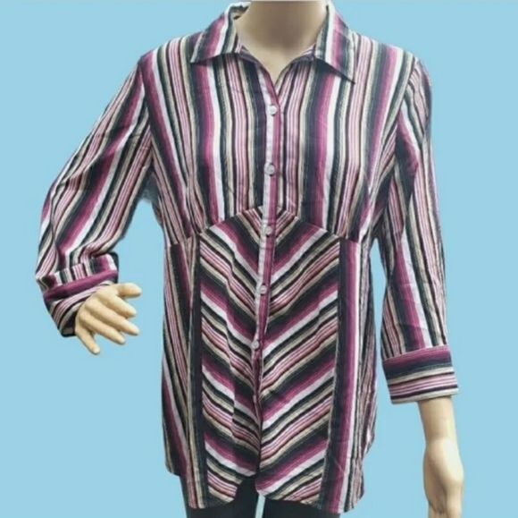 Motherhood Maternity Tops - MOTHERHOOD Maternity Large Striped Tie Adjust Top Shirt Button Up Loose Collared